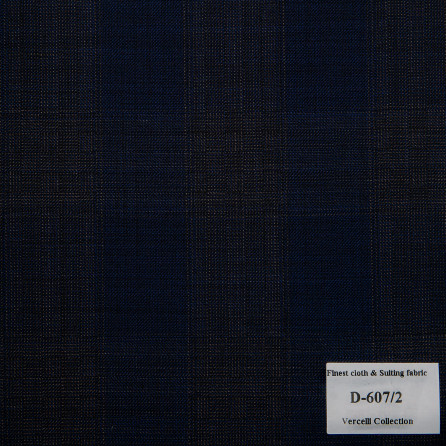 D-607/2 Vercelli V8 - Vải 95% Wool - Xanh navy Caro đen